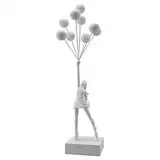 SRKATI Skulptur Deko Ballon-Mädchen-Skulptur, Kunstharz, Kunsthandwerk, Heimdekoration, Wohnzimmer-Dekoration Heimdekoration(White)