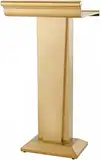Gebogenes Metallpodium, bodenstehendes Vortragspodium, mobiles, durchsichtiges Rednerpult, Podiumständer, 56,5 x 52,5 cm, Lesetheke, tragbares goldenes Podium für kirchliche Hochzeiten, Büro