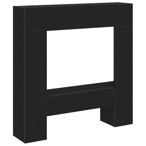vidaXL Kaminumrandung Schwarz Eichen-Optik 81x18x82 cm Holzwerkstoff, Kamin Zubehör, Kaminrahmen, Kaminkonsole, Kaminzubehör, Kaminsims, Kaminkonsolen