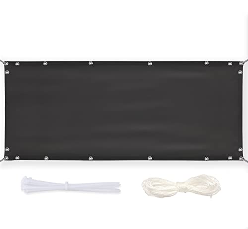 Timizi Sichtschutz Balkon 100x800cm, Undurchsichtig Balkonumrandung mit Ösen Kabelbinder und Kordel Sichtschutzplane für Balkongeländer Terrasse & Garten. - Dunkelgrau