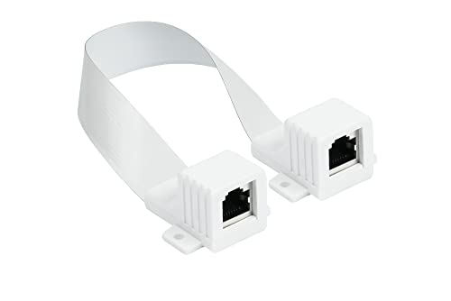 Good Connections RJ45 Ethernet LAN Tür-/Fensterdurchführung, extrem flach - beidseitig RJ45-Buchse - Gesamtlänge inkl. Stecker 30 cm, Flexible Länge 23 cm - weiß, Länge: 30-32 cm