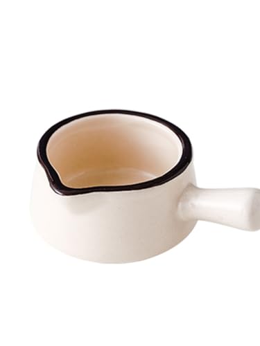 CLQYXRMVC Soßenkanne Keramikausgießer, Kleiner Milchtopf mit Griff, Espresso, kleine Milchtasse, Gewürztasse im japanischen Stil, Steak-/Safteimer, Tassen Sauciere mit Deckel(Weiß)