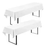 2 Stück Biertisch Tischdecke Universal für 50cm u.70cm Biertische Hussen für Biertisch Biertischhussen Blickdichte Biertisch-Husse Bierzeltgarnitur Waschbar Biertischdecke 100x250cm(Weiß)