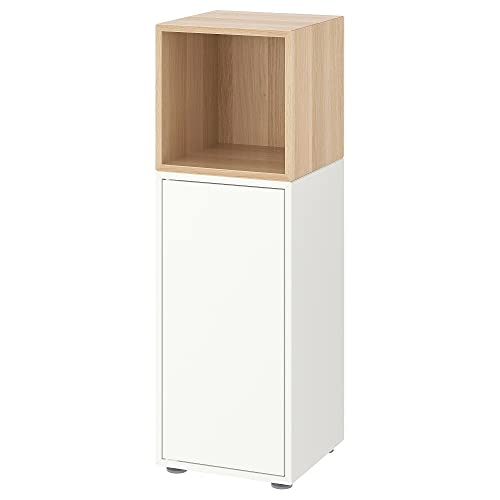 Ikea EKET Schrankkombination mit Füßen, 35x35x107 cm, weiß/weiß gebeizt Eiche Optik