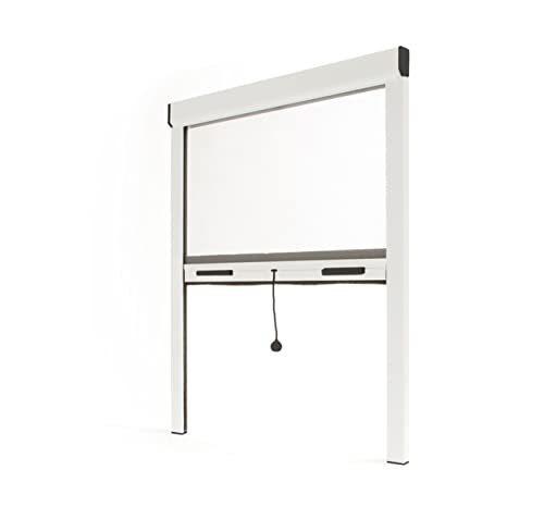 Fliegengitter Insektenschutzrollo Aluminium für Fenster - Weiss, B150 x H160cm - Fiberglas Fliegengitternetz - Fliegengitterrollo Insektenschutz
