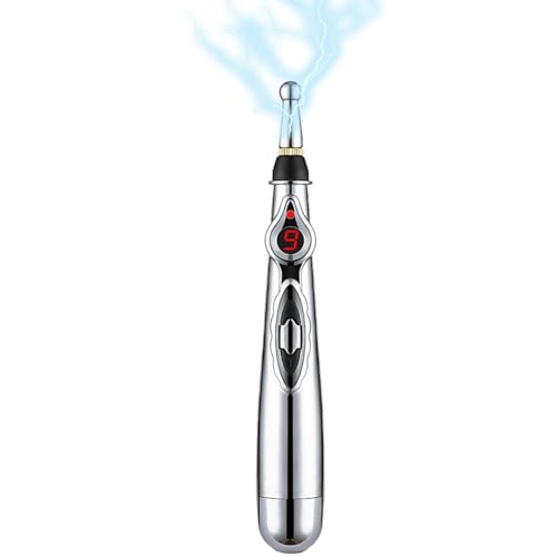 BDSM Elektro Stift Reizstromgerät Elektroschock 9 Intensitätsstufen Ergonomischem Griff Abnehmbarem Silberkopf Tragbares Spielzeug Sexuellen SM Elektrosex Sinnliche Estim Elektrostimulation für Männer