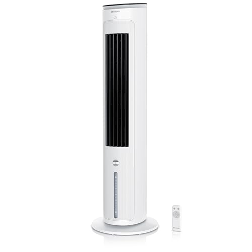 Brandson - Turmventilator mit Wasserkühlung - Preisträger 2025-5 in 1 - Verdunstungskühler - Luftkühler - Ventilator - mobile Klimaanlage ohne Abluftschlauch - leise - 4,6 L Wassertank - weiß