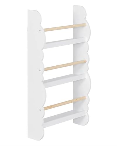 WOLTU Kinder Bücherregal Wandregal, Bücher-Organizer mit 3 Ablagen, Kinderregal für Buchaufbewahrung, aus Kiefernholz E1 MDF, für Kinderzimmer Spielzimmer
