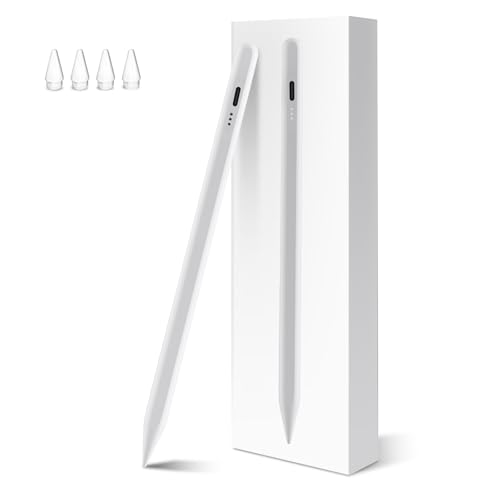 Stift für iPad Apple (2018-2024)–Hochpräzise, 2X Schnellladung, 3 LED-Anzeige, Handballenabweisung, Magnetisch, Stylus Pencil für iPad 11/10/9/8/7/6, Air 3/4/5/M2/M3, Pro 12.9/M4/11/13, Mini 5/6