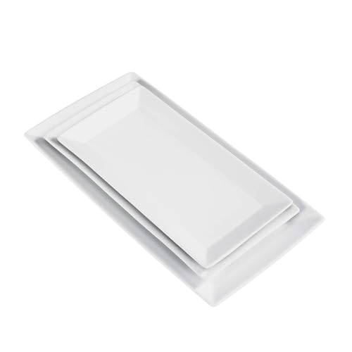Amazon Basics Party-Servierteller, Dessert-Set, Vorspeise, Abendessen, 3-teiliges Porzellan, 32,38 cm, 28 cm, 25,4 cm, Weiß (Früher Marke AmazonCommercial)