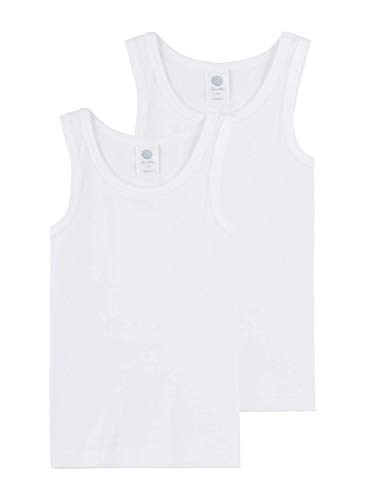 Sanetta Jungen Unterhemd im Doppelpack aus Bio-Baumwolle - Made in Europe - weiß (01), 164