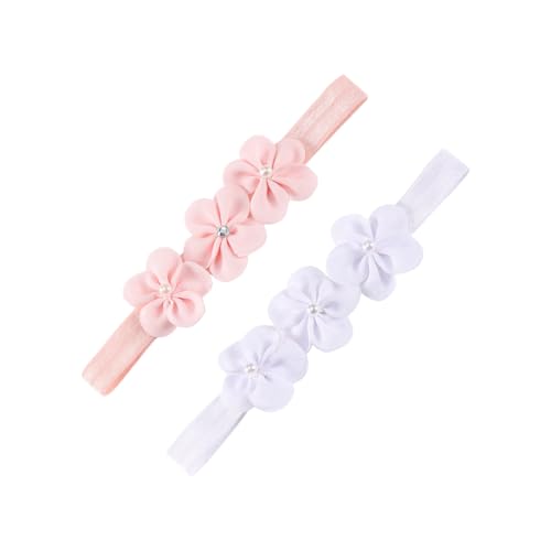2 Stück Baby Mädchen Stirnbänder, Schleife Kleinkind Kopfbedeckung Haarspangen,Elastische Neugeborene Haarbänder Niedlicher Haarschmuck