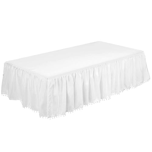 Shenrongtong -Krippenrock | Krippenrock mit Pom Poms, Rüschen-Krippenrock mit Pompons, Kleinkind-Bettwäsche, Rüschen-Bettrock für Babys, Jungen oder Mädchen, 71,1 x 132,1 cm