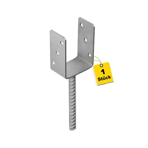 U Pfostenträger - Pfostenanker - Holzverbinder - Balkenschuh U profil - Pfostenträger 120x120 - Pfostenträger zum einbetonieren - Stützenfuß für Zaunpfosten, Holzpfosten, Terrasse, Carport