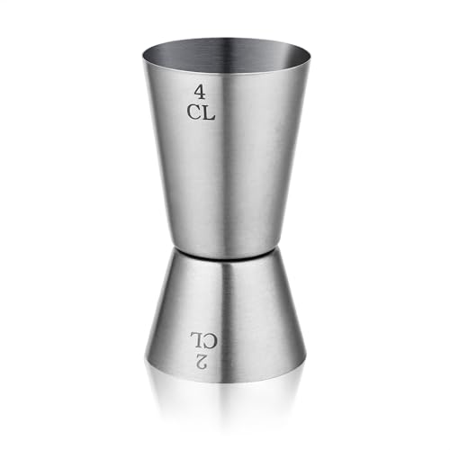 Kerafactum Messbecher | Barmass Cocktailmessbecher | Cocktail Doppelmass Skala 2cl 4cl | Edelstahl | Schnaps Ausgiesser | Mixbecher Portionierer Zubehör Jigger Cocktails Massbecher Maatbeker Barbecher