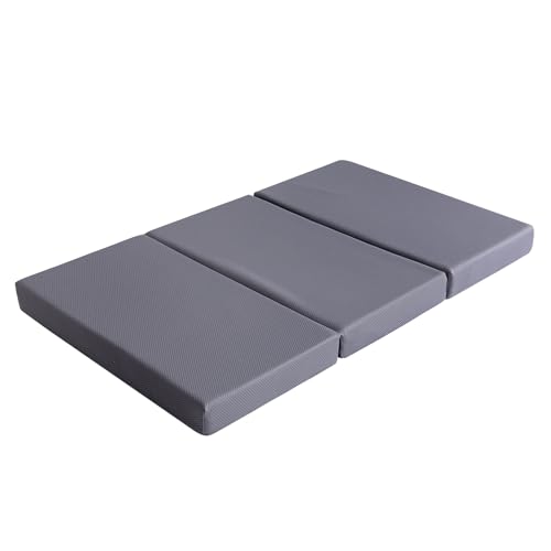 Amazon Basics Faltbare Gedächtnisschaum Matratze, Mittel Fest, 75 x 195 x 10 cm, Grau