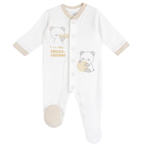 Chicco, Tutina unisex indoor apertura davanti, Baby - Unisex, Weiß (3), 18M, Entworfen in Italien