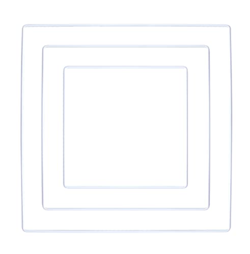 Rayher Metallformen Quadrat, weiß, sortiert, Box 3 Stück, je 1x 15 cm, 20 cm, 25 cm, Metallringe, Drahtformen zum Basteln, für Wickeltechnik, Floristik, Makramee Ring, 25220102