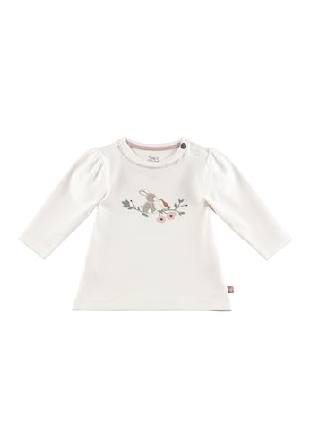 Sterntaler Langarmshirt Emmi Vogel - Baby Shirt aus weichem Baumwolljersey mit Esel Emmi Girl Print - Mädchen Longsleeve mit Häkelkanten - weiche Baby und Kinder Bekleidung ab Geburt - Ecru, Größe 68