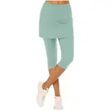 Fitness-Shorts für Damen, 2-in-1, Yoga-Shorts für Damen, hohe Taille, Sommer-Shorts, knielang, Sommer, Freizeit-Shorts, Damen-Shorts, Übergröße, Outdoor-Shorts, grün, XL