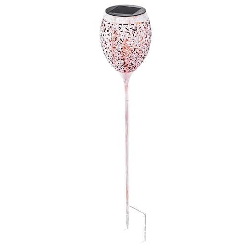 Esotec Solar Metall Dekoleuchte Sindy, Höhe 75cm, Akku, Ornament Verzierung, antikweiß terrakotta, Steckleuchte, Stecklicht, Gartenleuchte, Solarleuchte für außen, IP44, wetterfest, 102885