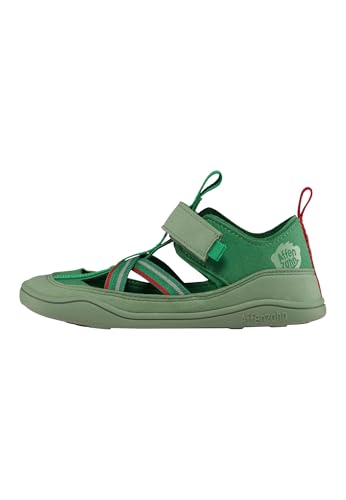 Affenzahn Sandale Vegan Breezy mit Klettverschluss, Zehenkappe, rutschfest, Flexibel, Luftig, Leicht für den Sommer, Größe 21-32 Frosch - Grün