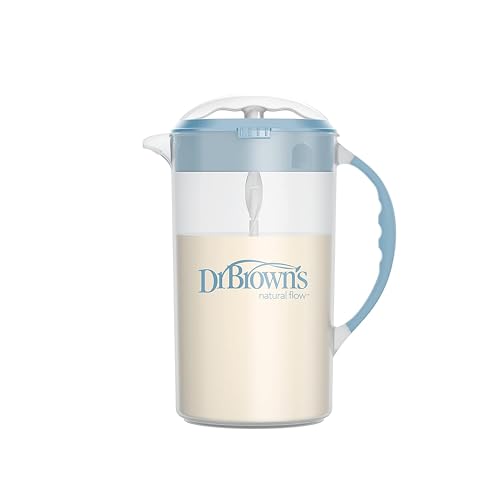 Dr. Brown's Baby Formula Rührkrug mit verstellbarem Stopper, verschließbarem Deckel und tropffreiem Auslauf, 900 ml, BPA-frei, Blau