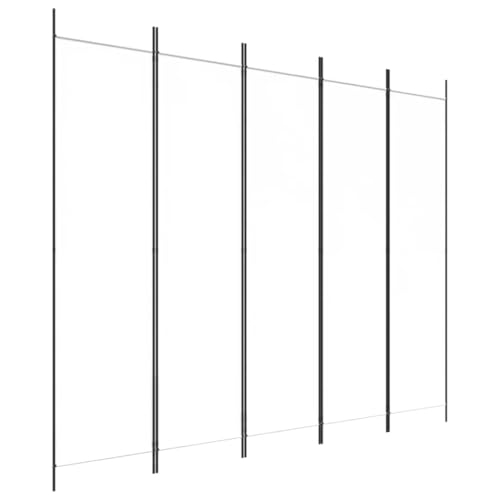 Raumteiler 5-TLG. Paravent Weiß 250x200 cm - Stoff (100% Polyester) mit Eisenrahmen, flexibel & stabil für Wohnzimmer, Schlafzimmer oder Büro
