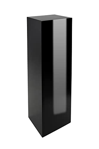 VIVANNO Podest Deko-Säule Stele Blumenständer Fiberglas Schwarz Hochglanz 30x30x100