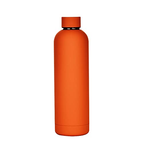 Gteller Doppelwandige Thermoflasche aus 18/8 Edelstahl, schmale Öffnung, hält warm und kalt (750ml, Orange)