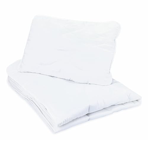 Kinderdecke Baby Bettdecke Kinderbettdecke 90x120 cm - Baby Decke und Kissen 40x60 cm Kinder bettdecken Set Steppdecke Bettzeug Mikrofaser Weiß