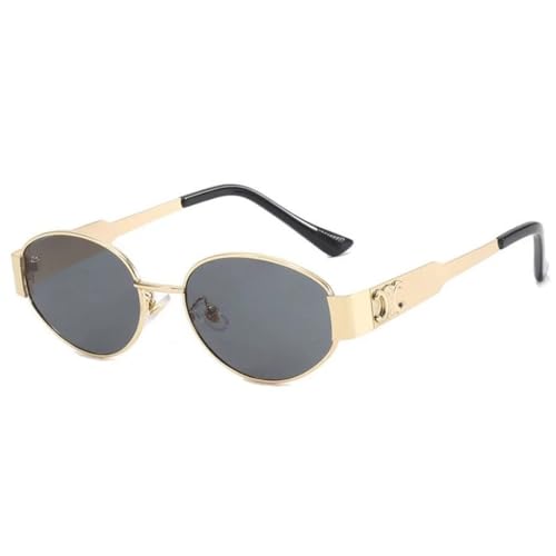 EIHI Retro Sonnenbrille Damen Herren Oval Metal Trendy Classic UV400 Schutz Sonnenbrillen, Damen Sonnenbrille, 1 Stück
