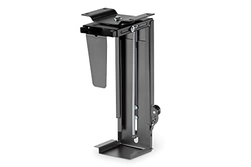 DIGITUS Universal-PC-Halterung – Für gängige Computergehäuse – Unter-Schreibtisch-Montage – Stufenlose Höhen- und Breiten-Einstellung – 10 kg Traglast – Schwarz