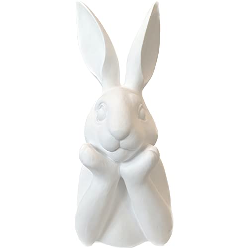 presentis Osterhase Deko Ben 35 cm weiß matt Shabby Look Hasenbüste Osterdeko