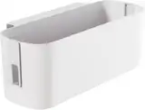 Mujiluxe Bett Organizer zum Einhängen, Hängekörbe mit 2 Abnehmbarer Haken, Robuste Nachttisch Caddy,Wohnheim, für Familie, Büro(Weiß)