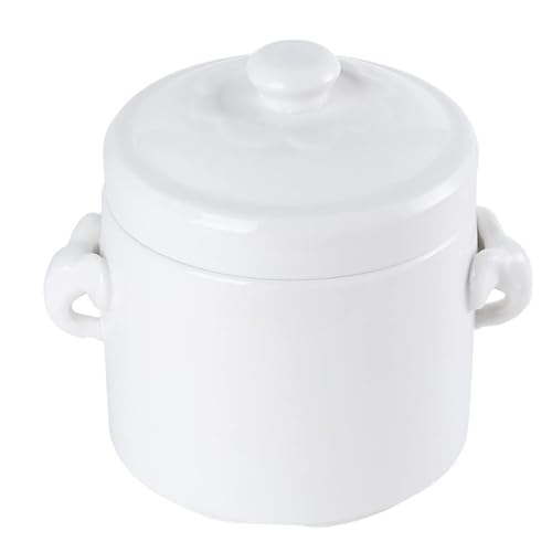 KIUGOP Suppenterrine Porzellan mit Deckel, Weiße Suppenschüssel Keramik für Restaurant Zuhause Küche Dekoration Suppentopf,Weiß,600ml