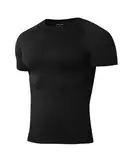 Niksa 1 Pack Kompressionsshirt Herren, Funktionsshirt Atmungsaktiv Sportshirt Herren Kurzarm Schnelltrocknendes Lauf Shirts Gym Shirt, Schwarz, L
