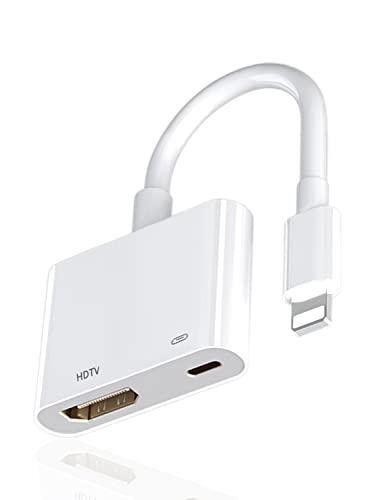 Lightning auf HDMI Adapter [MFi-Zertifiziert] HD 1080P iPhone HDMI Adapter Digital AV Adapter Video & Audio Sync Bildschirm HDMI Kabel Connector für iPhone 14/14Pro/13/12/11/XR/XS, für TV/HDTV/Monitor