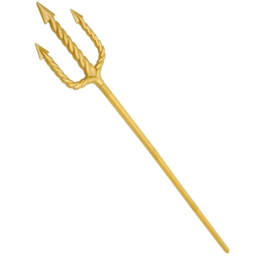 NIEEKRUN Gold Dreizack, 152CM Neptun Dreizack König King Goldener Dreizack Kostümzubehör, Abnehmbare Erwachsene Kostüm Zubehör, Zubehör für Kinder Karneval Mottoparty Cosplay