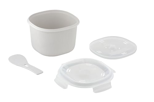 CARE + PROTECT Mikrowellen-Reiskocher, ideal zum Dämpfen, Servieren und Aufbewahren von Getreide, Couscous, Gemüse und Hülsenfrüchten, BPA-frei, 2,7 L Fassungsvermögen, Maße 20,5 x 20,5 x 14,5 cm