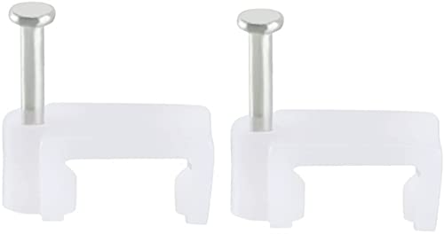 Kabel-Finisher, Kabelmanagement-Organizer, Klemmen for Zuhause und Büro, Flachkabel-Clip, Nagel, Koaxialnägel, Drahtklemmen, 10 mm, Weiß, 200 Stück