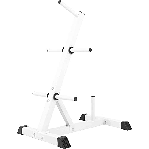 GORILLA SPORTS® Hantelscheibenständer - 6 Scheibenaufnahmen, für Ø 30 mm Gewichtsscheiben, bis 200 kg Belastbar, aus Stahl, Schwarz/Weiß - Scheibenständer, Hantelständer, Hantelablage, Hantelbaum, Gym