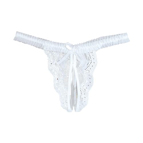Damen Unterwäsche Sexy Set Billig Spitze, transparent, T-Hose, Tanga Unterwäsche Damen Bikini (White, M)