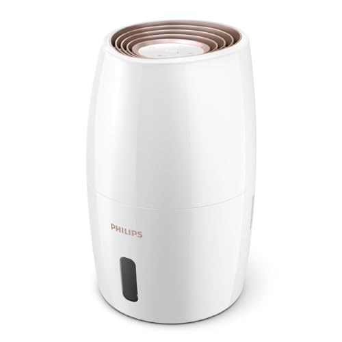 Philips Luftbefeuchter 2000 Serie, hygienische NanoCloud-Befeuchtung, 99,97% weniger Bakterien, 200ml/h, 2L Wassertank, Ultra leise (33dB), Sensor, 3 Stufen, Auto&Schlafmodus, Timer, Weiß (HU2716/10)