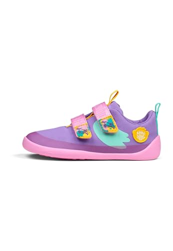 Affenzahn Barfußschuh Baumwolle Lucky Klettverschluss Vegan rutschfest Flexibel Reflektierend für den Sommer in Größe 21-32 Kreativ Tukan - Lavendel