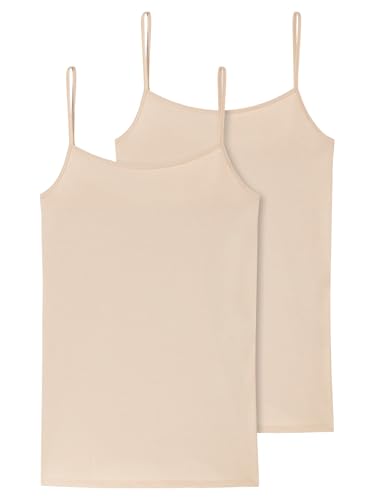 Schiesser Damen 2 Pack Spaghetti Top Unterhemd Bio Baumwolle - 95/5 Organic Unterwäsche, Haut_174388, 40 EU