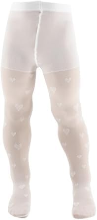 Aquilone Strumpfhose Bella, Baby-Strumpfhose, Strumpfhose für Neugeborene, durchscheinend mit Herzstickerei, Strumpfhose für Zeremonien – Made in Italy, Weiß x1 Paar, 6-12 Monate