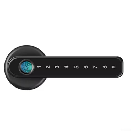 Feegow Smart-Türschloss, 3-in-1-Schloss, Türgriff, Fingerabdruck-Passwortschlüssel, elektronische Fingerabdruck-Tastatur, Passwort, Smart-Schloss für Zuhause, Hotel, Büro (schwarz)