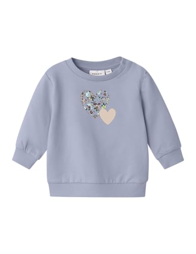 NAME IT Baby - Mädchen Nbfsinda Ls Bru Sweatshirt, Icelandic Blue, 56 EU