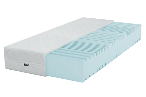 BDW Schaumstoffmatratze Neptun, 15 cm Höhe, H4 Hart, Mit einem Hauch von Silber überziehen, MaxiFoam, Abnehmbarer Bezug (90x200x15cm)